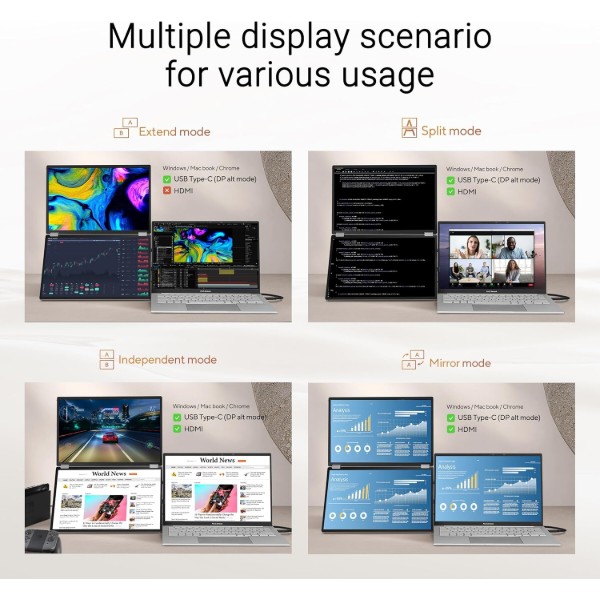 Фото - Монітор Asus ZenScreen DUO MQ149CD